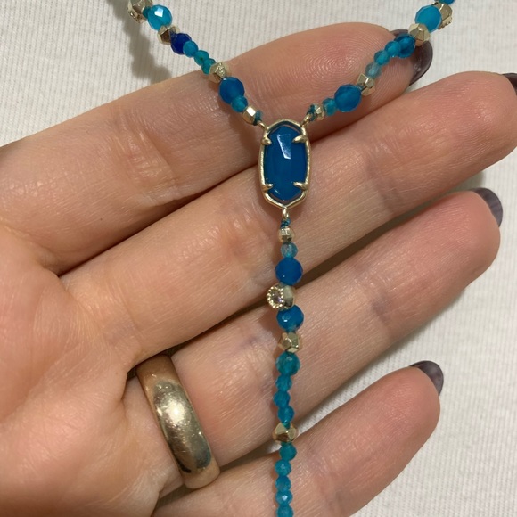 Kendra Scott turquoise aqua Bethany Y shaped NWT - Picture 6 of 8